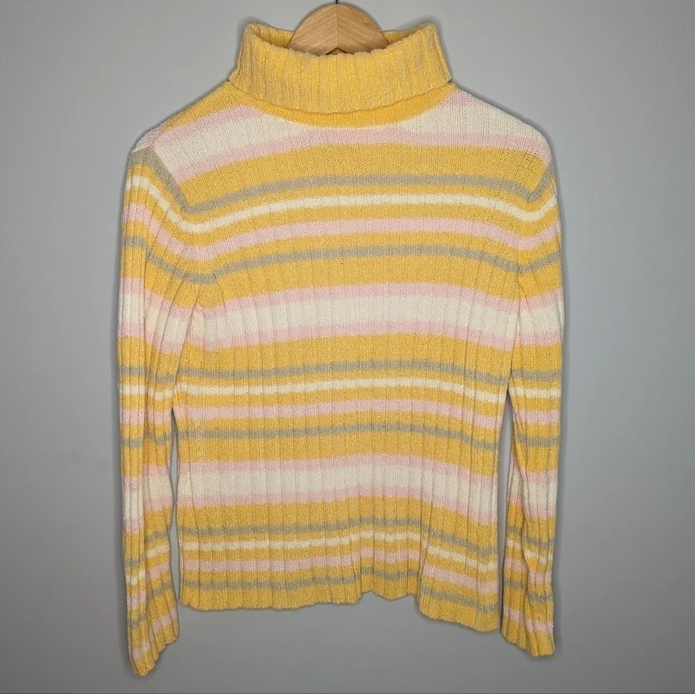 Y2K Classic Elements Striped Turtleneck Easter Sweater womans medium (10/12)